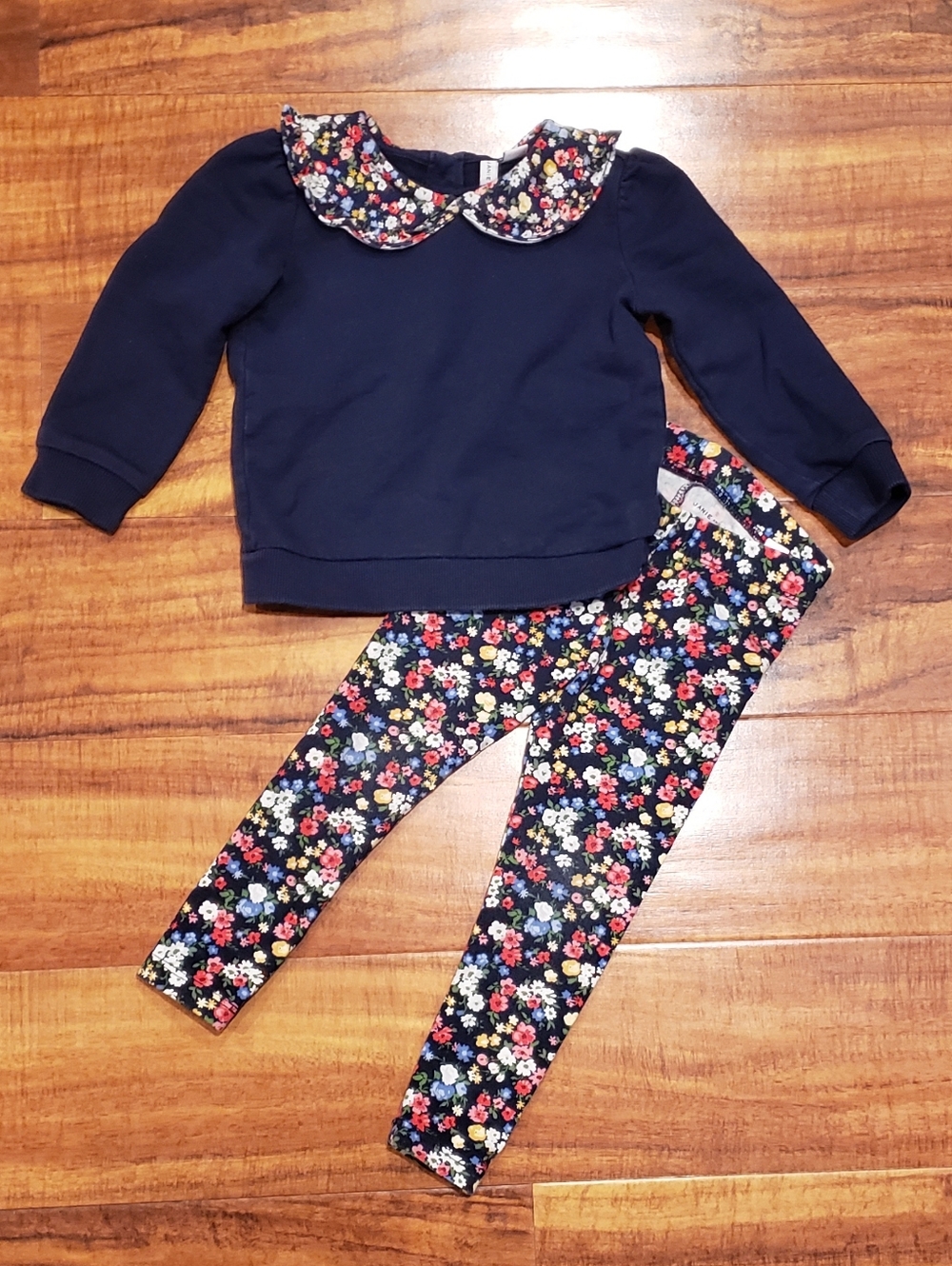 Janie and Jack VGUC 18-24 months sweatshirt w/ floral print collar and leggings